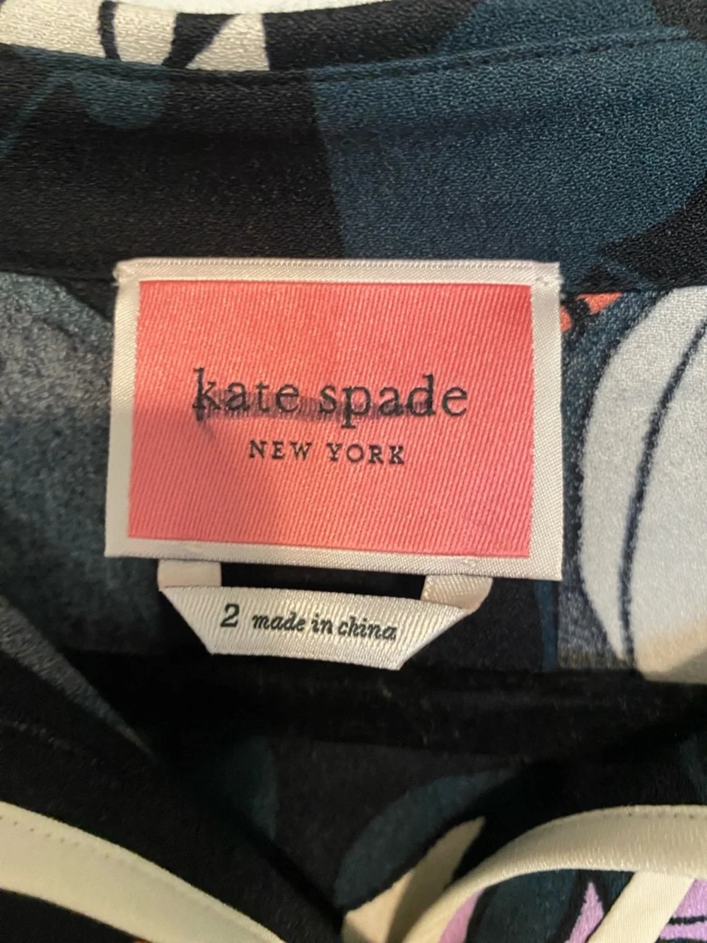 kate spade Black Floral Button-Front Dress with Cream Trim